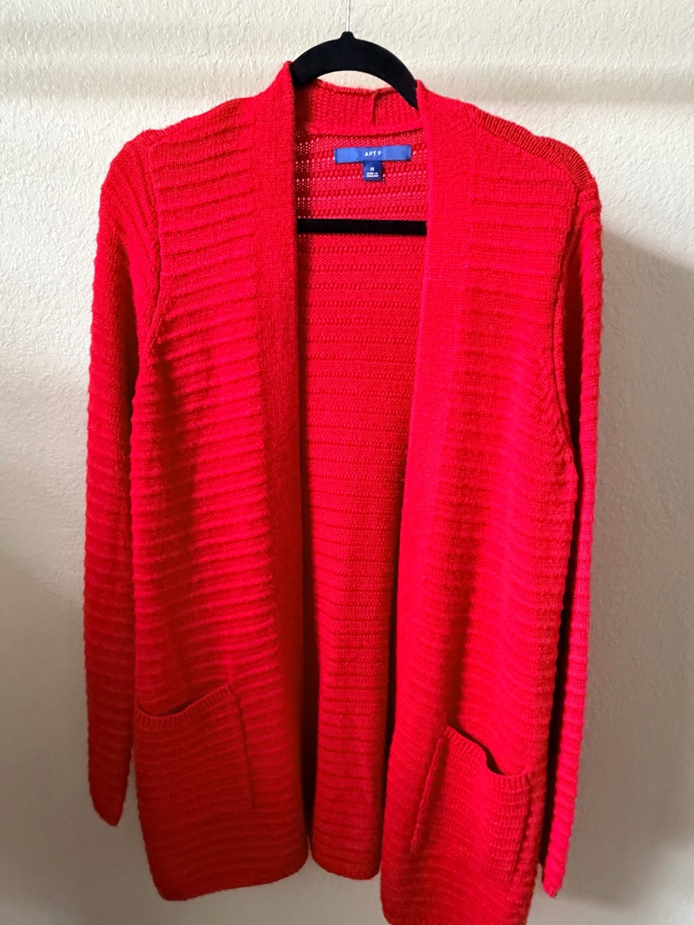 Apt. 9 Bright Red Open-Front Ribbed Cardigan